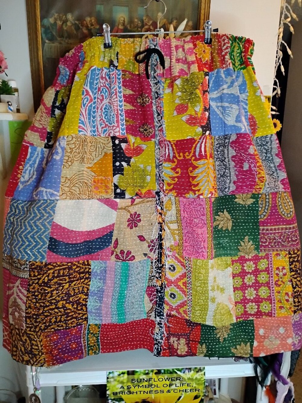 Kantha Patchwork Skirt 3X & Under Reversible Handmade Boho Hippie New KSK4.